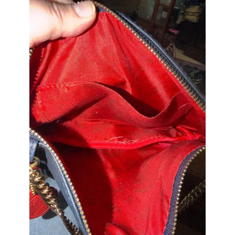 ⭐️ STL Cardinals Blue Leather Crossbody Purse W/ Gold Chain Strap MLB Baseball